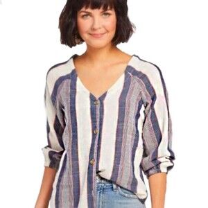 Anthropologie Cloth & Stone Striped Cotton Blouse - XS